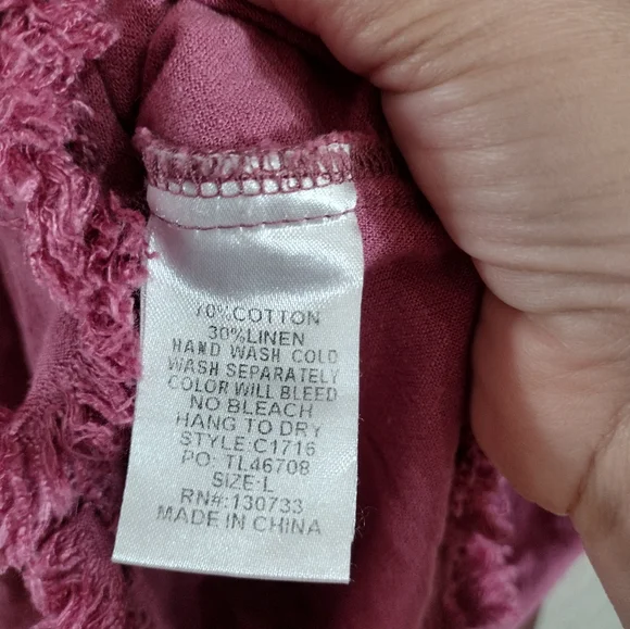 UMGEE Large Pink Dress Linen cotton blend Raw Hem Raglan short Sleeve - Picture 3 of 11